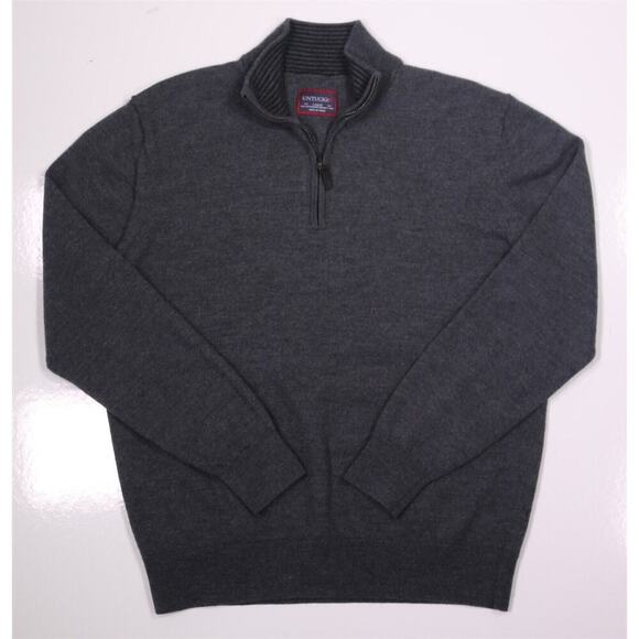Untuckit Gray Merino Wool 1/4 Zip Pullover Sweater Men's Small - Picture 1 of 6
